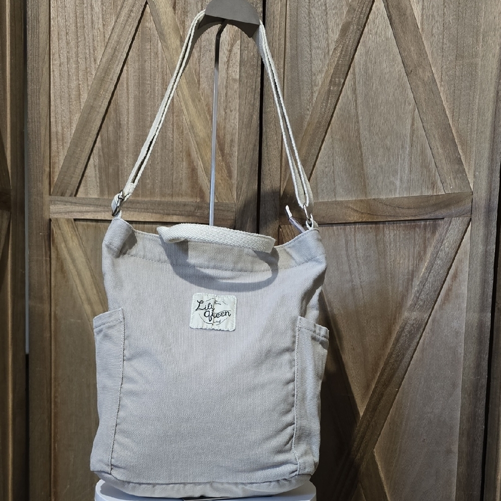 Lily Queen Cream Colored Canvas Tote With Crossbody Strap